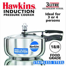 Cargar imagen en el visor de la galería, Olla de presion | Pressure Cooker (Stainless Steel) Hawkins 3Ltr. (Gas+Induccion) HSS3W