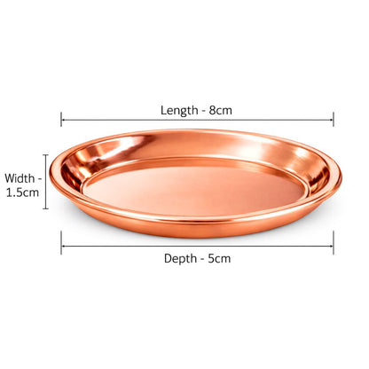 Plato de cobre para pooja thali | Copper Pooja Thali Plate for Pooja (Dia 3.1inch)