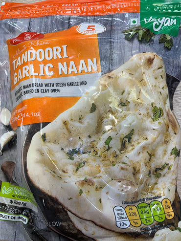 Pan de Naan al horno de ajo | Tandoori Garlic Naan 400g/5pcs. Haldiram