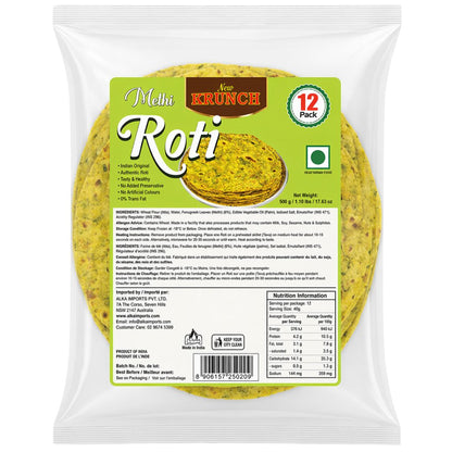 Pan tortilla de Hojas de fenogreco de la India | Methi Roti 500g/12pcs. New Krunch