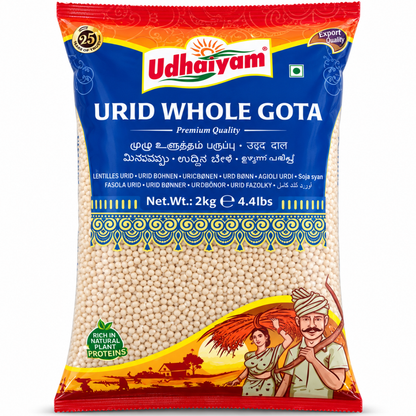 Frijol negro Pelado (Vigna mungo) | Urid Whole Gotta 2kg Udhaiyam