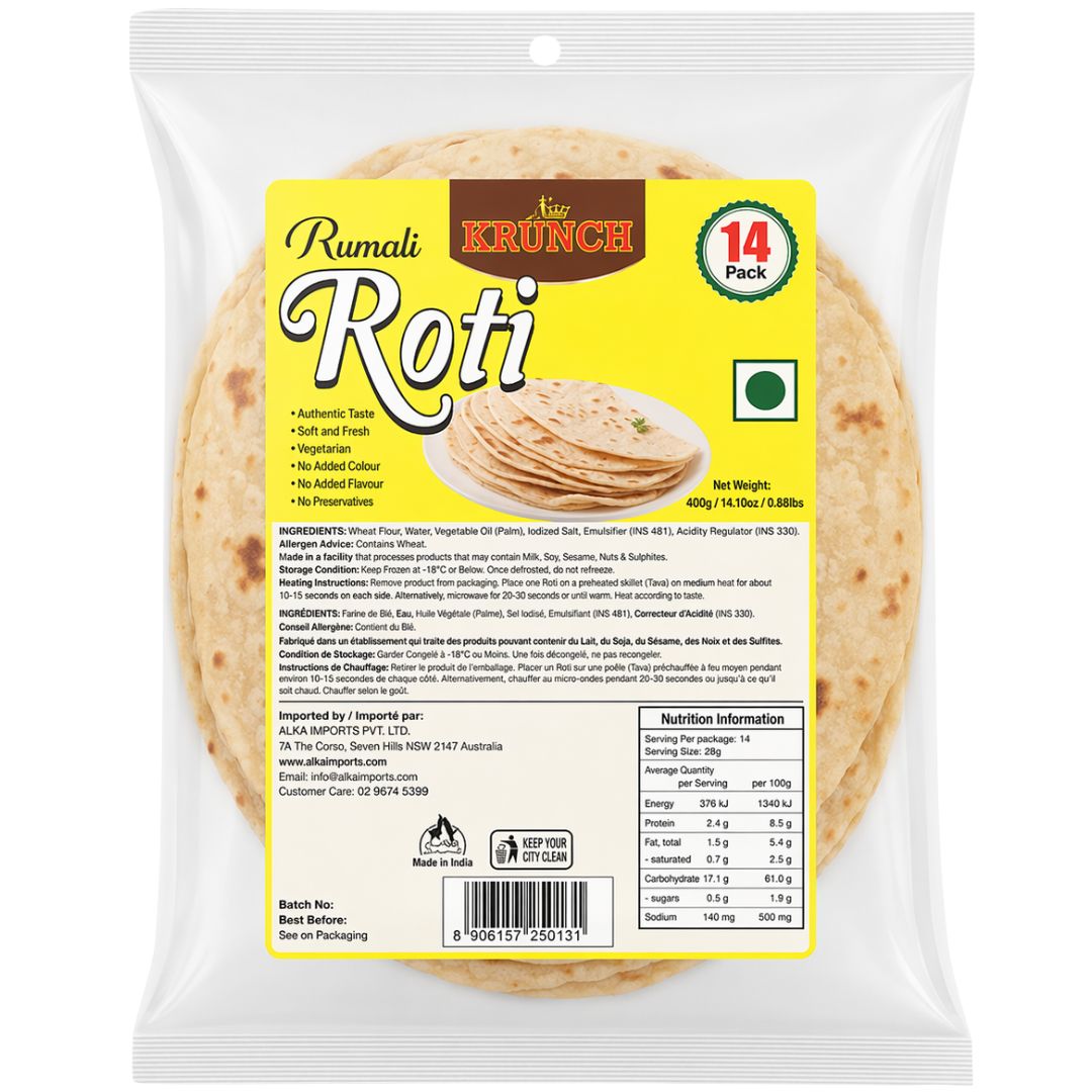 Pan fino tipo pañuelo (Rumali Roti) | Rumali Roti 400g/14pcs. New Krunch