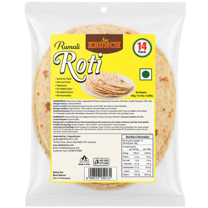 Pan fino tipo pañuelo (Rumali Roti) | Rumali Roti 400g/14pcs. New Krunch