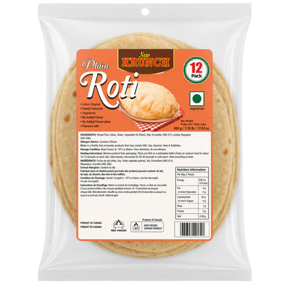 Pan tortilla de la India | Chapati - Plain Roti 12pcs/500g New Krunch