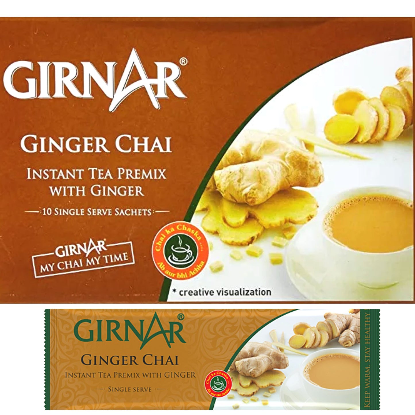Te instantáneo "Chai" de Gengibre | Instant Tea Premix Ginger Chai Girnar 140g (10pkts)