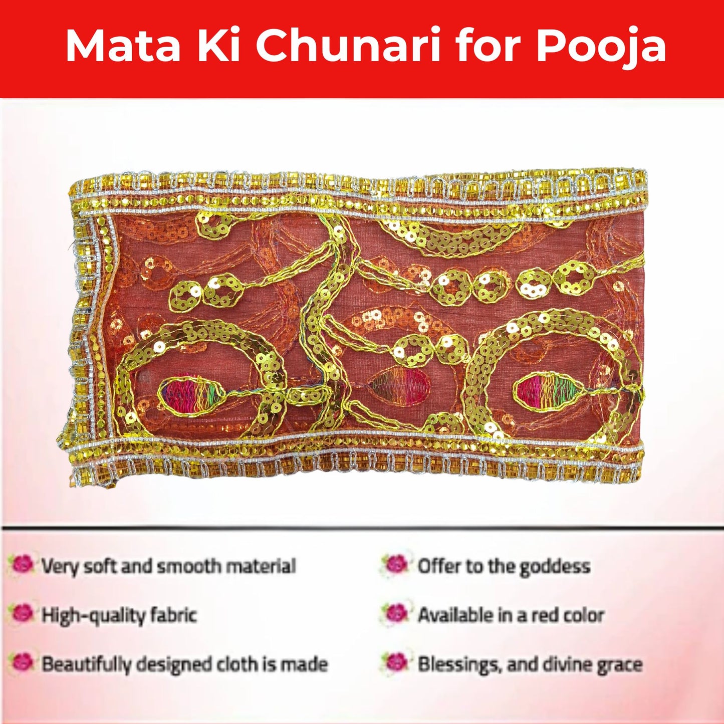 Red Mata ki chunri for Pooja (Small)