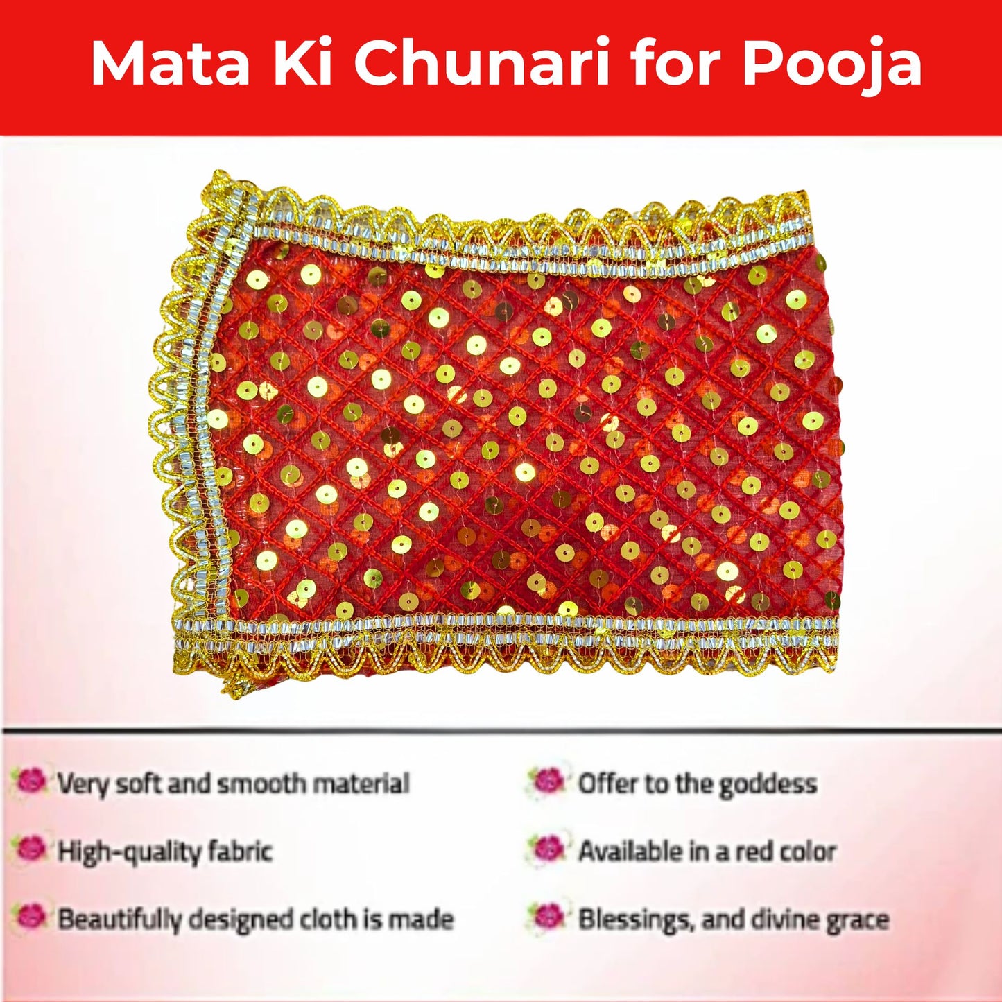 Red Mata ki chunri for Pooja (Large)