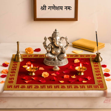 Pooja Aasan (alfombra) en terciopelo | Pooja Velvet Aasan (Pooja Mat) 12*15 inch in size