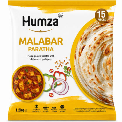 Pan Indio Paratha (Congelado) | Malabar Paratha 1.2kg/15pcs. Humza (Frozen)