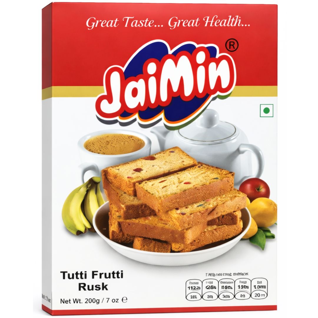 Biscote Tostado el Tutty Fruity| Tutty Fruity Rusk 200g Jaimin