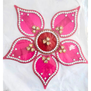 Acrylic Rangoli Floor Decorations | Rangoli Floor Decorations Acrylic Shape with Studded Stones and Sequins for Traditional Festive (9.8 inch diameter) 
