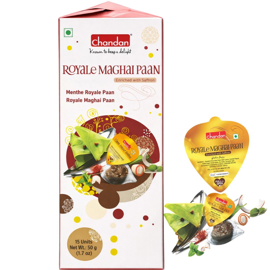 Masticable Digestivo refrescante | Mouth Freshner | Royale Maghai Paan 15pcs/90g Chandan