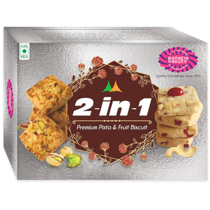 Galletas de Fruta y Pistacho Premium (2 en 1) | Fruit & Premium Pista Biscuits (2 in 1 )400g Karachi Bakery