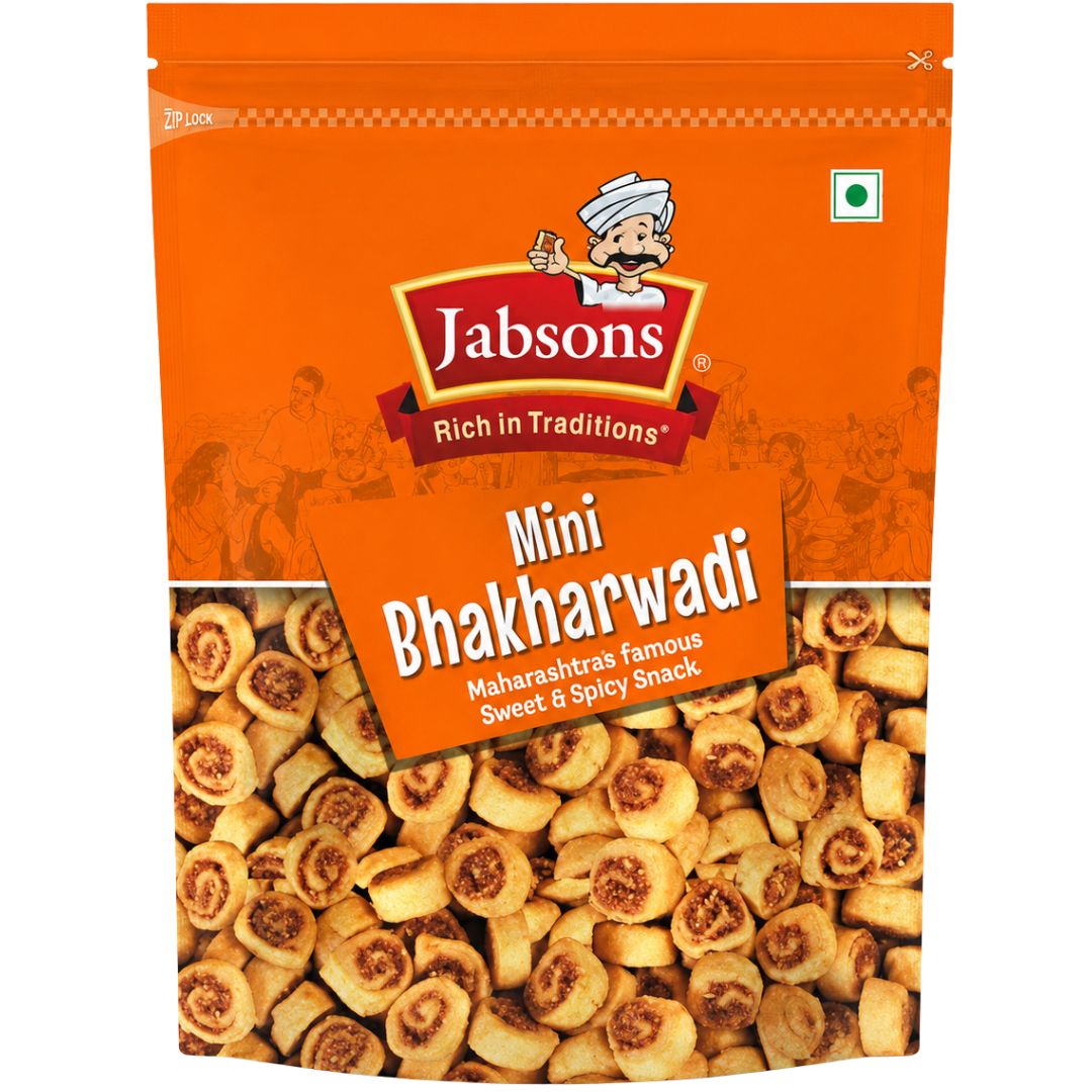 Aperitivos BhakharWadi | Fine Flour Fried Stuffed Small Rounds | Mini Bhakhar Wadi 160g Jabsons