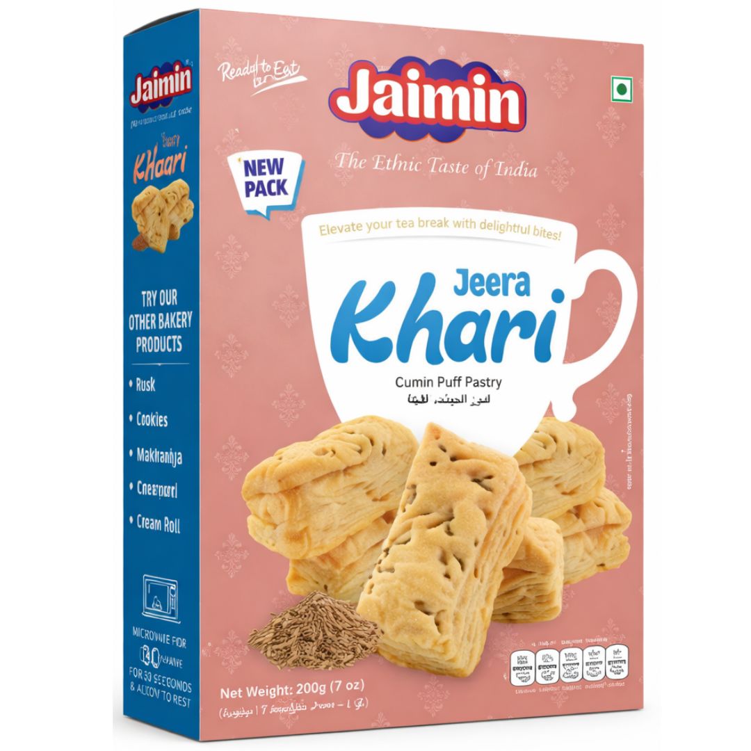 Pasteles salados de Hojaldre Semillas de Comino | Khari Puff (Biscuits) Cumin 200g Jaimin
