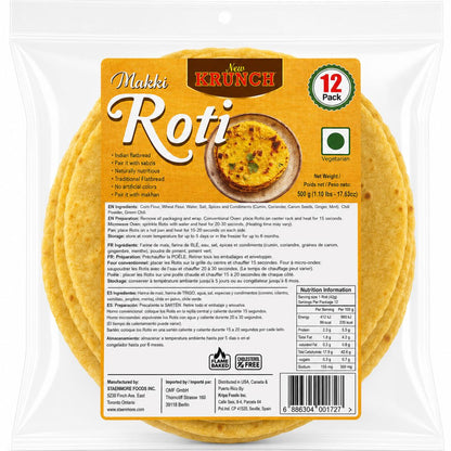Pan tortilla de harina de maízde la India | Makki Roti 500g/12pcs. New Krunch