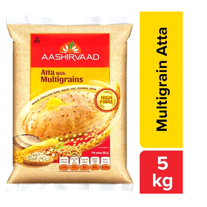 Harina de Trigo para Chapati multigrano | Multigrain Whole Wheat Flour for Chapati | Multigrain Atta 5kg Aashirvaad