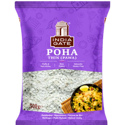 Copos de Arroz finos | Rice Flakes Thin | Poha Thin (Pawa) 500g India Gate