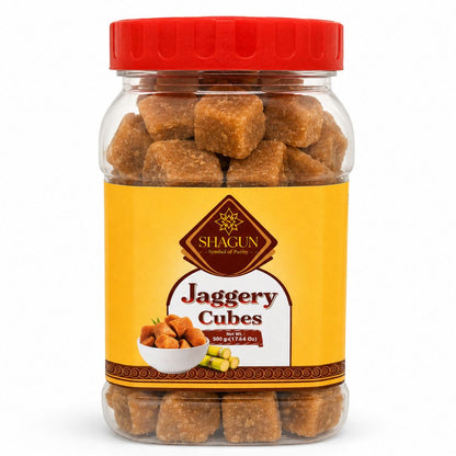 Azúcar Integral Puro de Caña en cubos (Panela) | Cane Sugar Jaggery Cubes | Goor Cubes 500g  Shagun