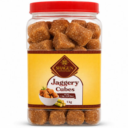 Azúcar Integral Puro de Caña en cubos (Panela) | Cane Sugar Jaggery Cubes | Goor Cubes 1kg  Shagun