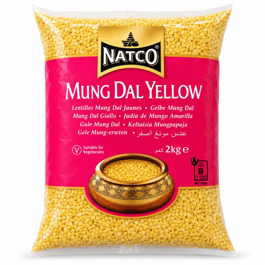 Split and peeled Mung beans (Vigna radiata) | Mung dal Yellow 2kg Natco