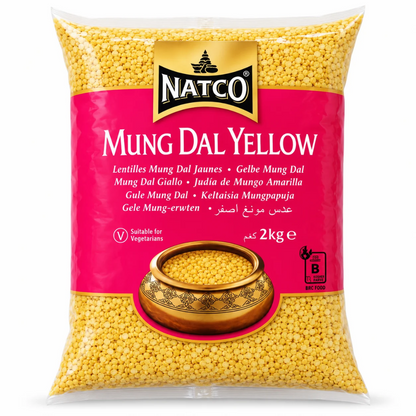 Split and peeled Mung beans (Vigna radiata) | Mung dal Yellow 2kg Natco