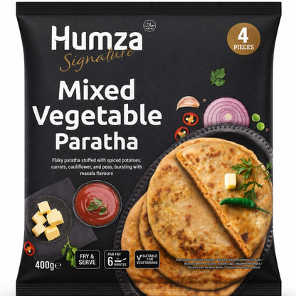 Pan de Mezclar Verduras (Congelado) | Mixed Vegetable Paratha (Frozen) 400g/4pcs. Humza(Frozen)