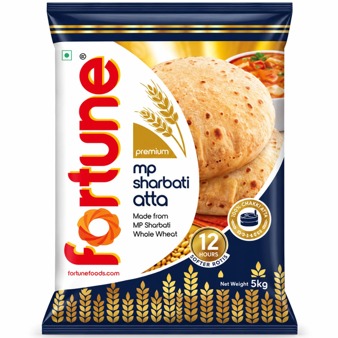 Harina de Trigo para Chapati | Sharbati Premium Wheat Flour for Chapati 5kg Fortune Chakki Atta