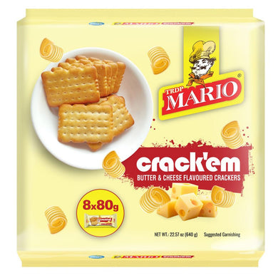 Galletas con sabor a Mantequilla y Queso | Butter & Cheese flvoured Biscuits | Crack'em Biscuits 640g Mario