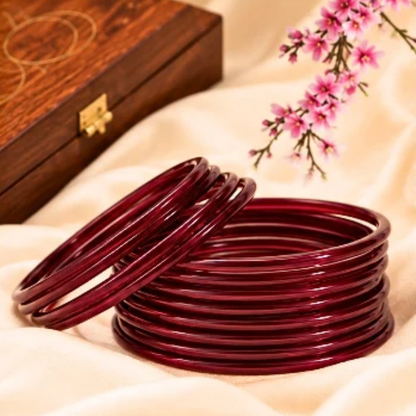 Pulsera | Maroon Glass Bangles - 4 pieces (size -2.4)
