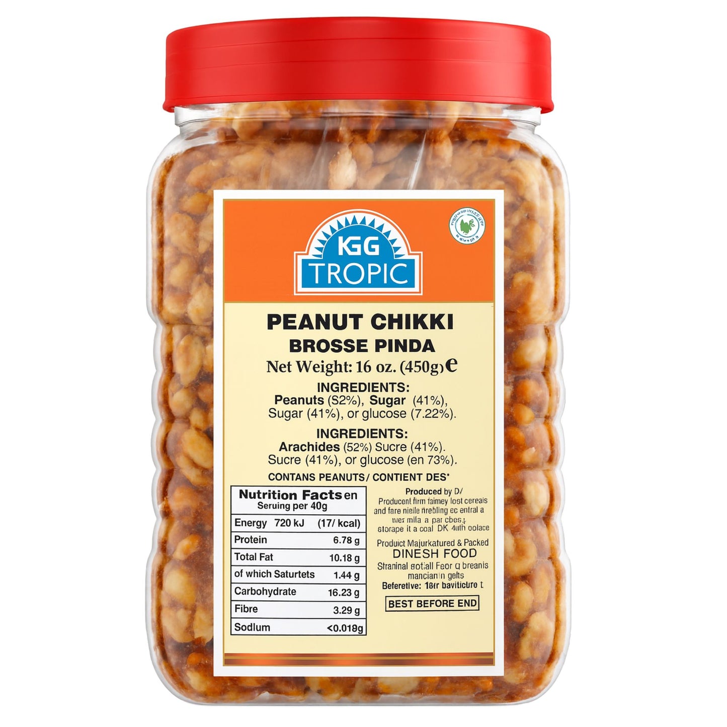 Dulce Turrón de Cacahuetes | Chikki Peanut Gajak 450g KRG