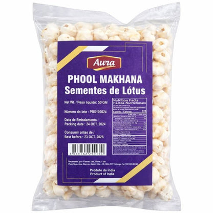 Semillas de Loto infladas | Popped Lotus Seeds | Phool Makhana 50g Aura