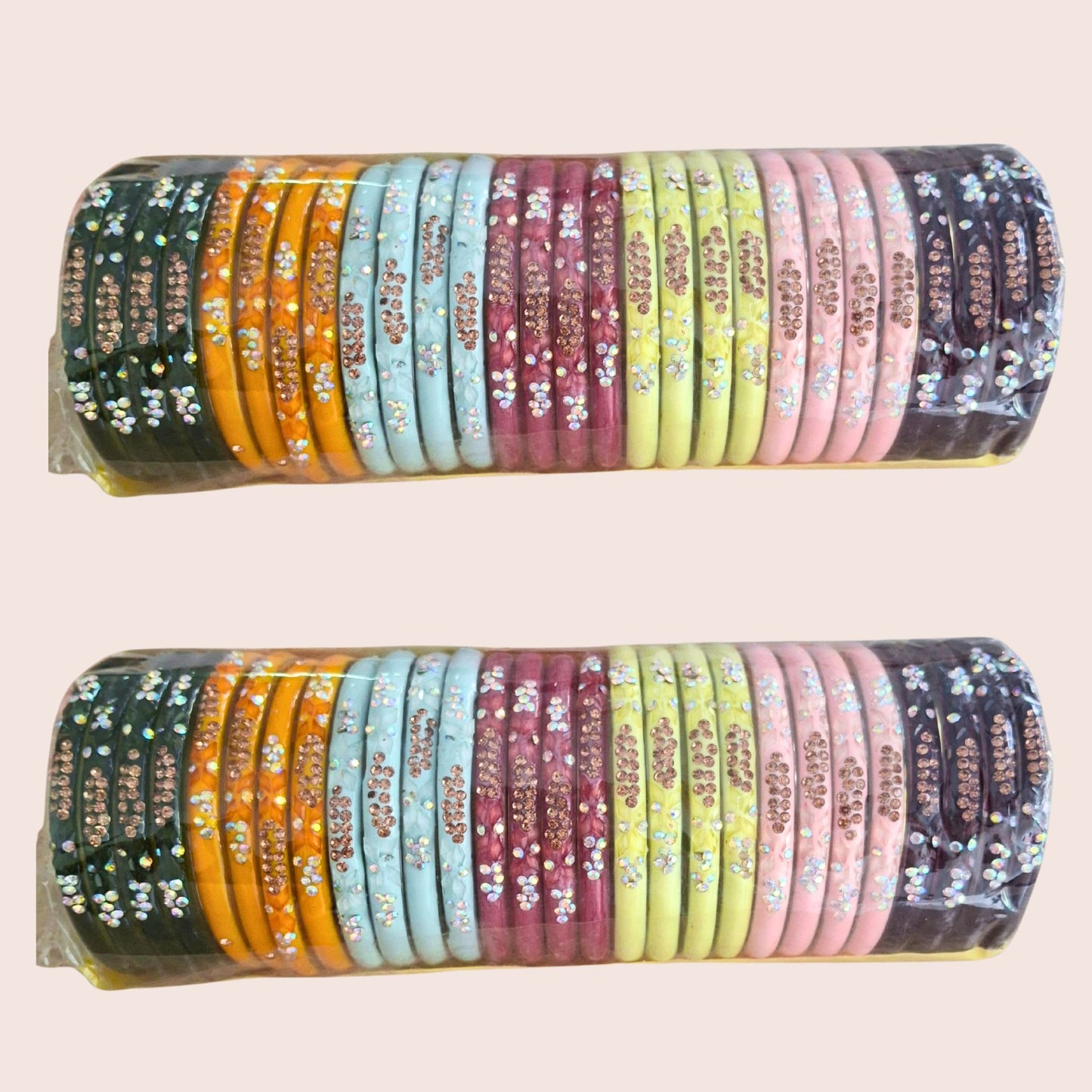 Pulsera | Multicolor Stone-Studded Bangles - 2 pieces (size -2.8)
