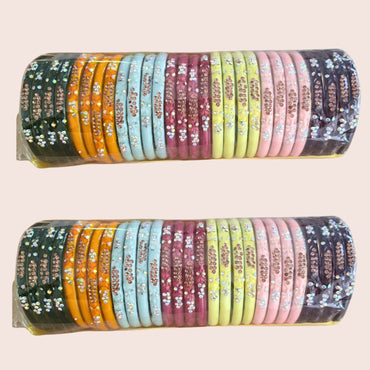 Pulsera | Multicolor Stone-Studded Bangles - 2 pieces (size -2.8)