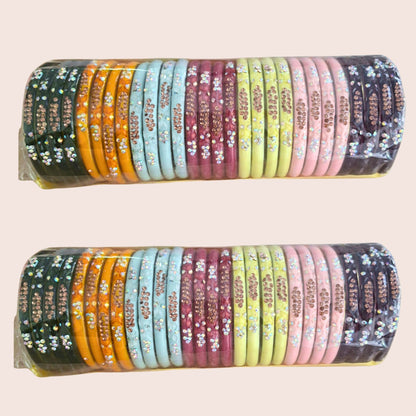 Pulsera | Multicolor Stone-Studded Bangles - 2 pieces (size -2.8)