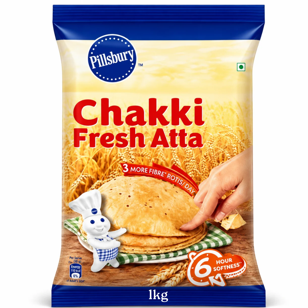 Harina de trigo para Chapati | Wheat Flour for Chapati 1kg Pillsbury Chakki Atta