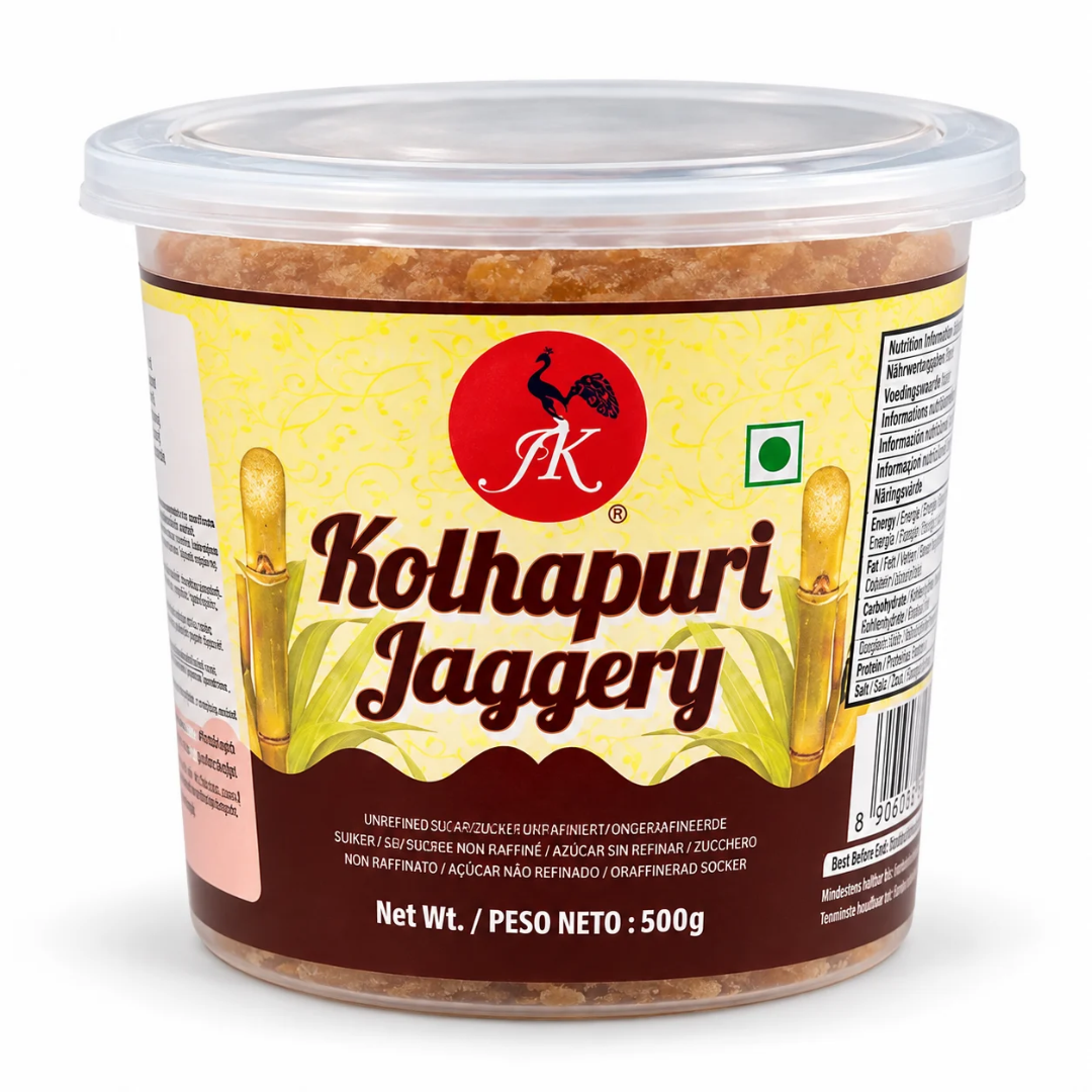 Azúcar Integral Puro de Caña en cubos (Panela) | Cane Sugar Jaggery Whole | Jaggery Kolhapuri 500g JK