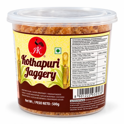 Azúcar Integral Puro de Caña en cubos (Panela) | Cane Sugar Jaggery Whole | Jaggery Kolhapuri 500g JK