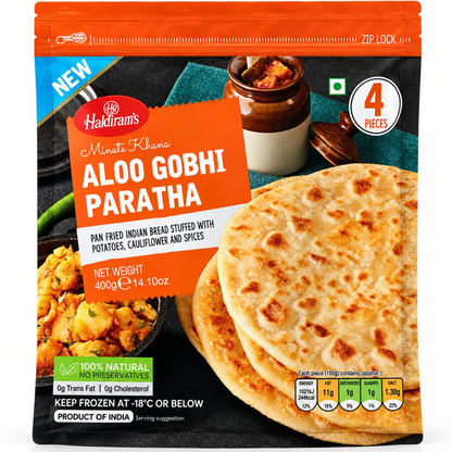 Pan relleno de Patata y Coliflor con especias (Congelado) | Aloo Gobhi Paratha 400g/4pcs. Haldiram (Frozen) (Copy)