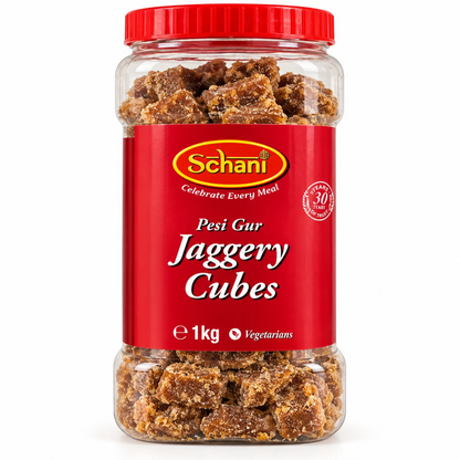 Azúcar Integral Puro de Caña en cubos (Panela) | Cane Sugar Jaggery Whole | Goor Pesi 1kg Schani