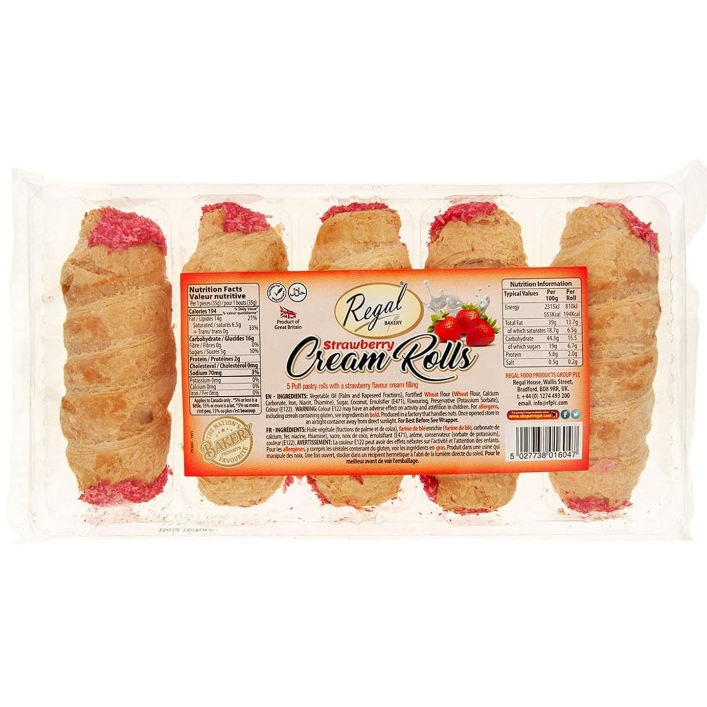 Rollitos de hojaldre rellenos de crema de fresa  | Strawberry Cream Filled Puff Pastry Rolls 5pcs. Regal