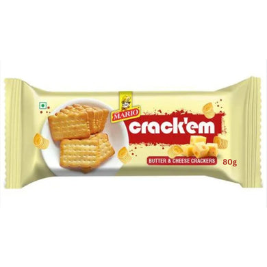 Galletas con sabor a Mantequilla y Queso | Butter & Cheese flvoured Biscuits | Crack'em Biscuits 80g Mario