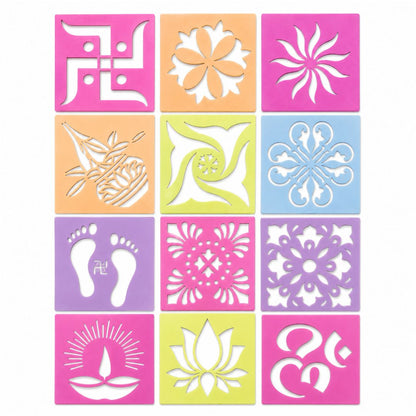 Kit de Fabricación de Rangoli | Rangoli Making (Stencil) Plastic Kit (1 Piece, Ready to Draw) 4*4 inches