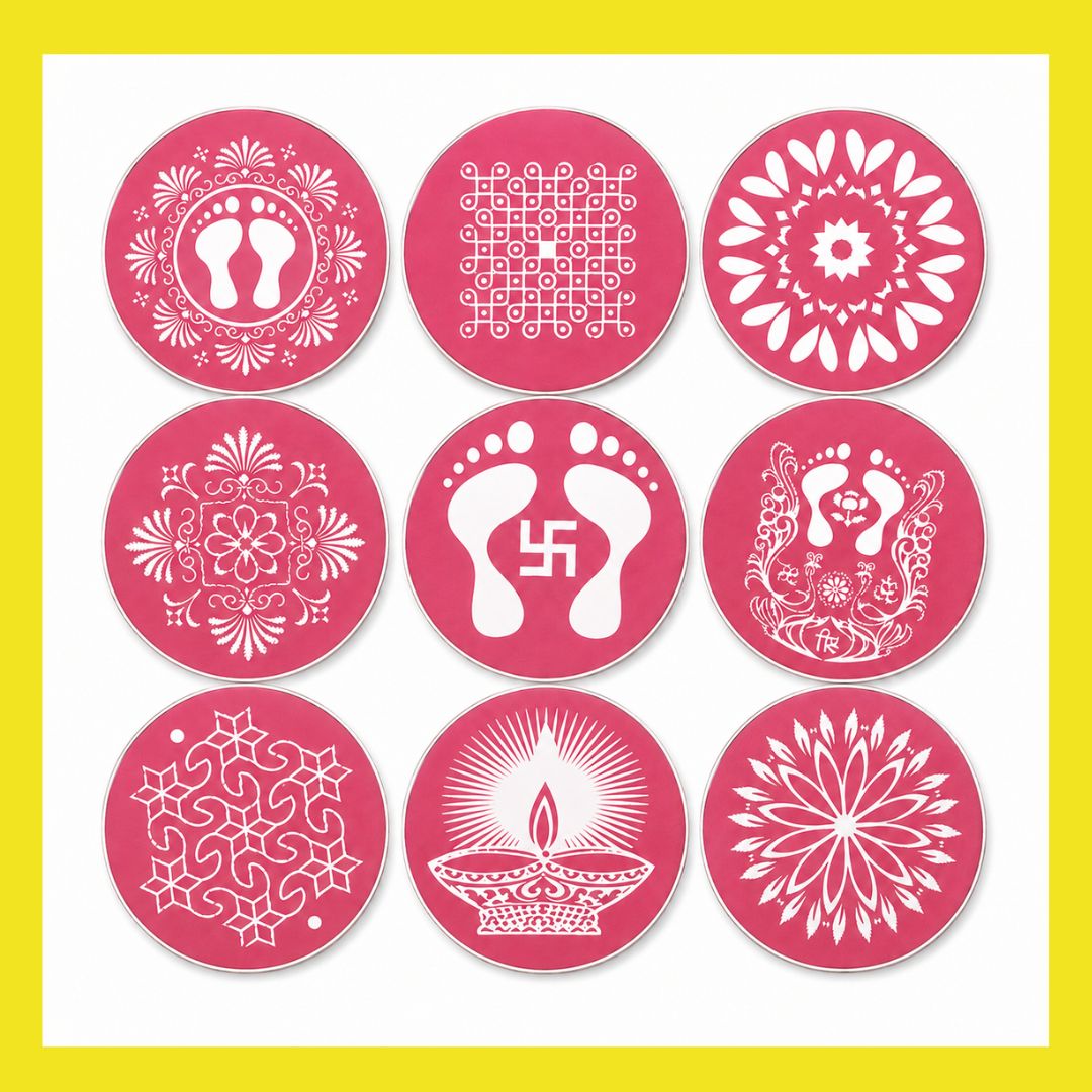 Kit de Fabricación de Rangoli | Rangoli Making (Stencil) S Kit (1 Piece, Ready to Draw) 4 inch