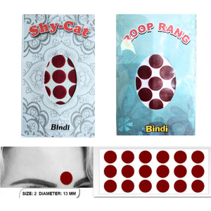 Bindi Rojo Intenso | Velvet Sticker Kumkum | Bindi Deep Red in colour Size-2 Shy-Cat & Roop Rang