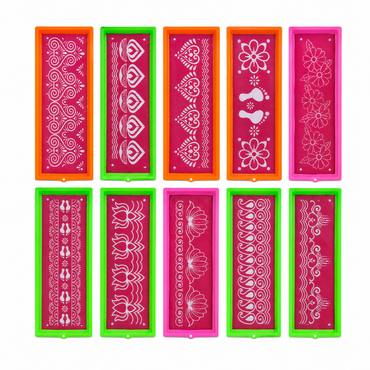 Kit de Fabricación de Rangoli | Rangoli Patti (Stencil) Plastic Kit (1 Piece, Ready to Draw)  4*12 inches