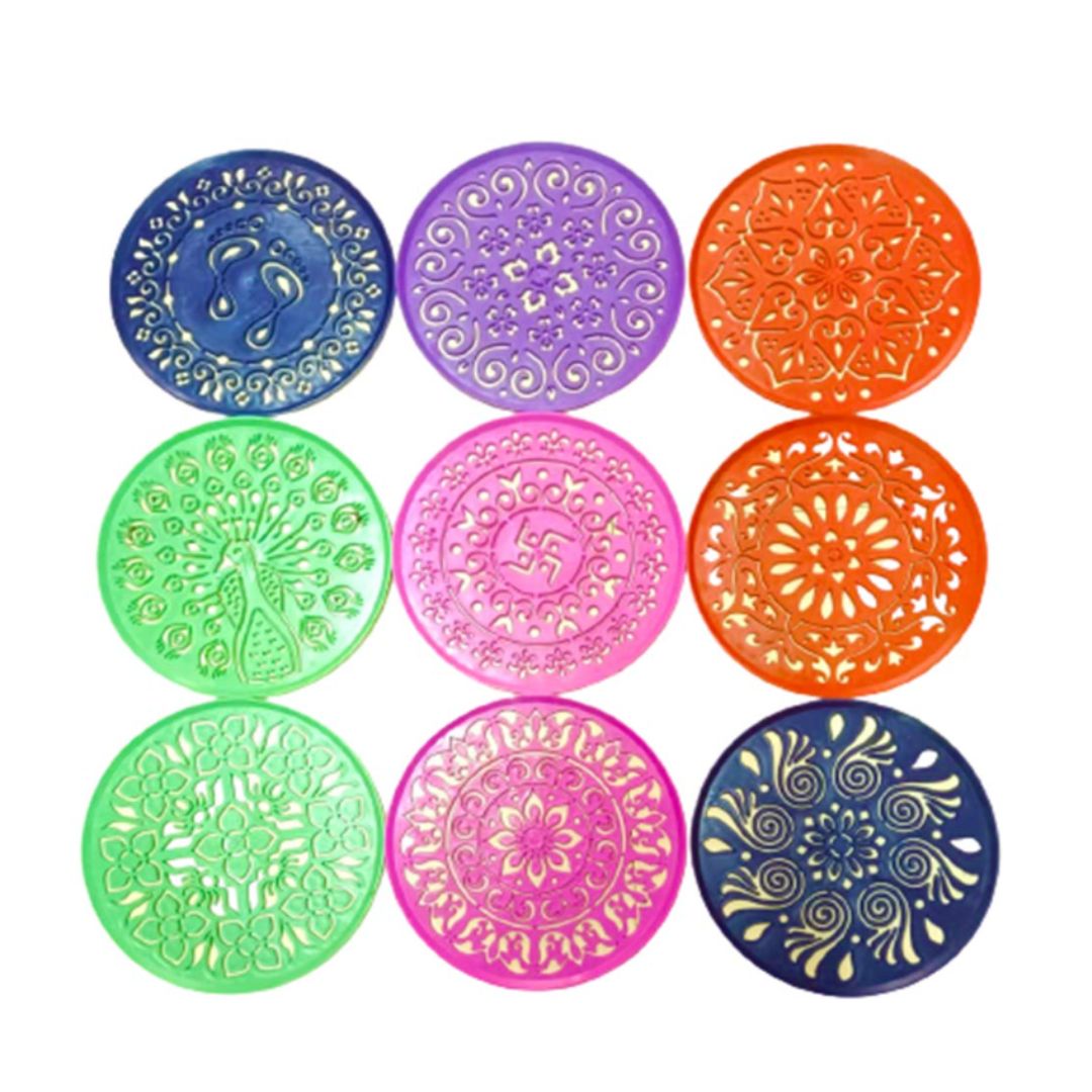 Kit de Fabricación de Rangoli | Rangoli Making (Stencil) Plastic Kit (1 Piece, Ready to Draw) 8inches
