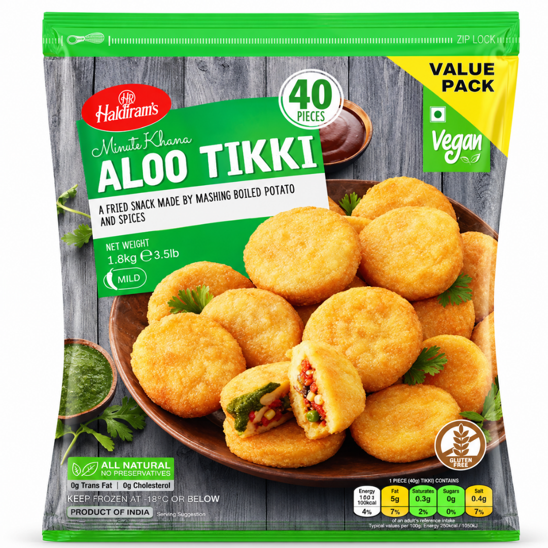 Empanadas de patata (Congelado) | Aloo Tikki 1.8kg/40pcs. Haldiram (Frozen)