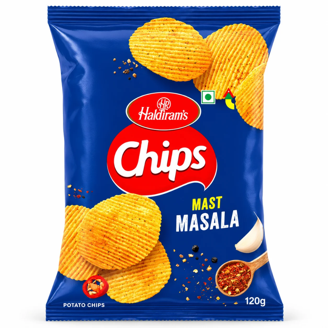 Aperitivos Patatas Fritas Sabor Masala | Potato Chips Masala Masti Wafers 120g Haldiram