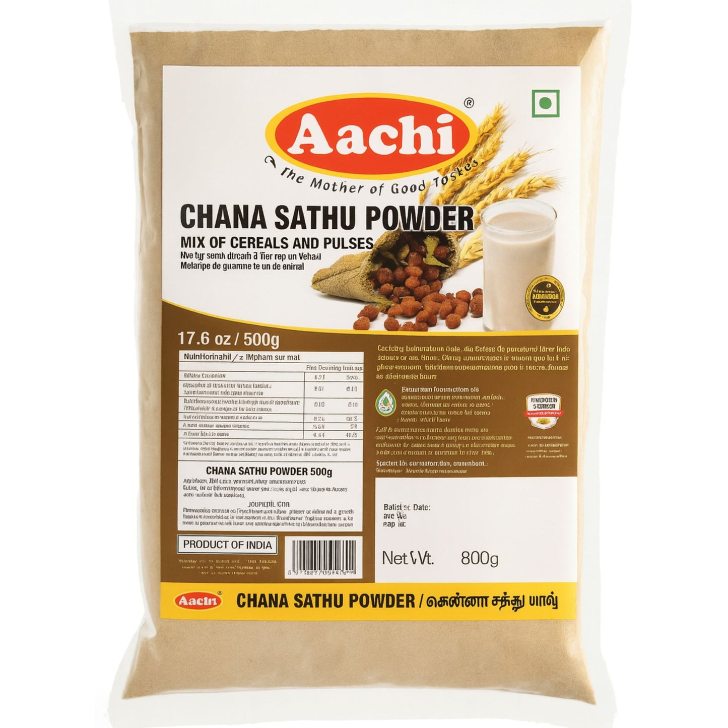 Harina de garbanzo bengalí tostado | Sathu Chana Mix (Sattu) 500g Aachi